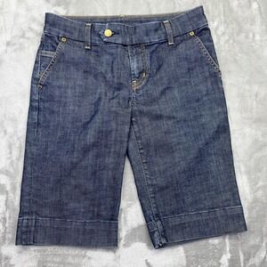 Citizens of Humanity Denim Bermuda Shorts Dark Wash Cuffed Hem Women 26 Fits 28"